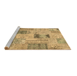Sideview of Machine Washable Patchwork Brown Transitional Rug, wshcon2874brn