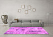 Machine Washable Patchwork Pink Transitional Rug in a Living Room, wshcon2874pnk