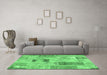 Machine Washable Patchwork Emerald Green Transitional Area Rugs in a Living Room,, wshcon2874emgrn