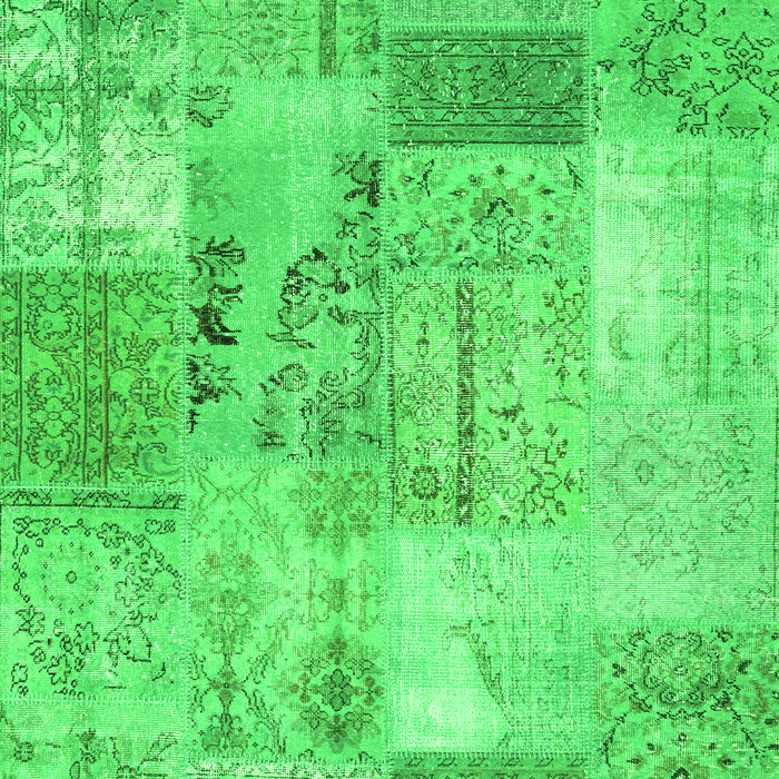 Serging Thickness of Machine Washable Patchwork Green Transitional Area Rugs, wshcon2875grn