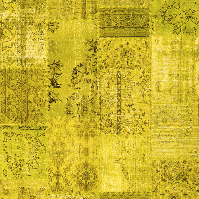Patchwork Yellow Transitional Rug, con2875yw