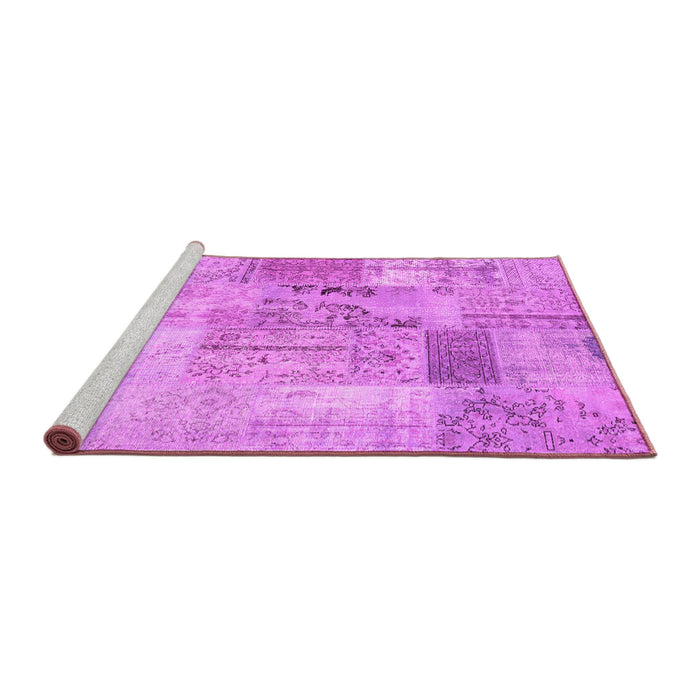Sideview of Machine Washable Patchwork Pink Transitional Rug, wshcon2875pnk