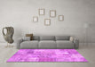 Machine Washable Patchwork Pink Transitional Rug in a Living Room, wshcon2875pnk