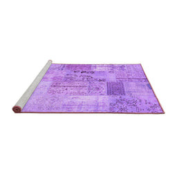 Sideview of Machine Washable Patchwork Purple Transitional Area Rugs, wshcon2875pur