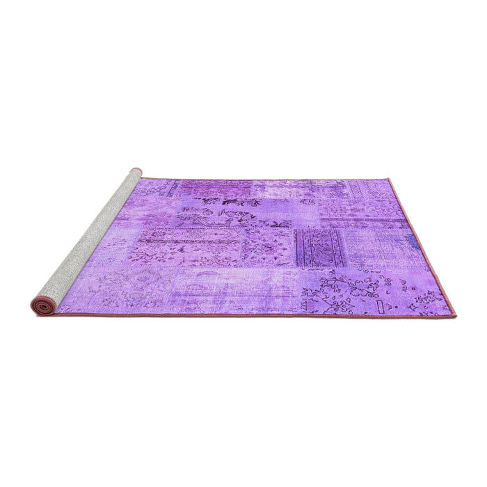 Sideview of Machine Washable Patchwork Purple Transitional Area Rugs, wshcon2875pur