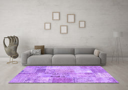 Machine Washable Patchwork Purple Transitional Area Rugs in a Living Room, wshcon2875pur