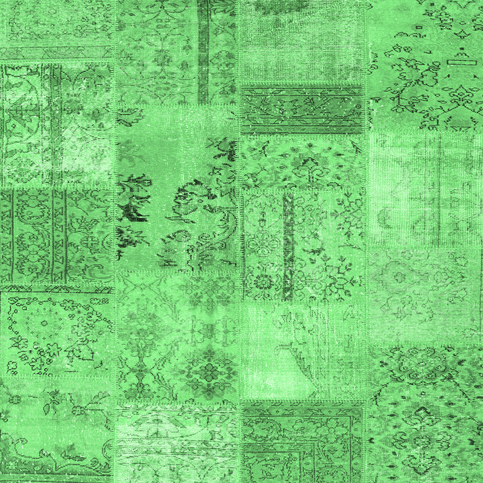 Square Machine Washable Patchwork Emerald Green Transitional Area Rugs, wshcon2875emgrn