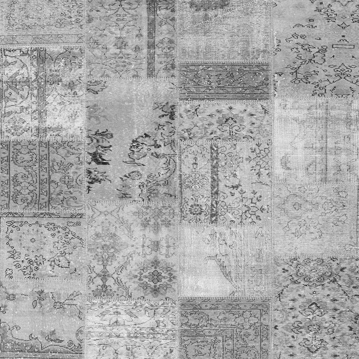 Round Machine Washable Patchwork Gray Transitional Rug, wshcon2875gry