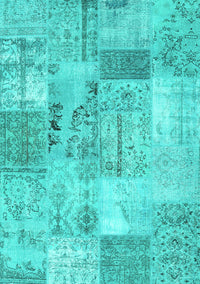 Patchwork Turquoise Transitional Rug, con2875turq