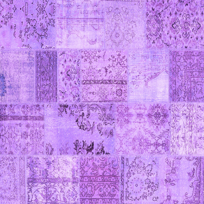 Square Machine Washable Patchwork Purple Transitional Area Rugs, wshcon2875pur