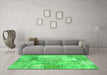 Machine Washable Patchwork Green Transitional Area Rugs in a Living Room,, wshcon2875grn