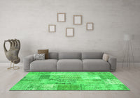 Machine Washable Patchwork Green Transitional Rug, wshcon2875grn