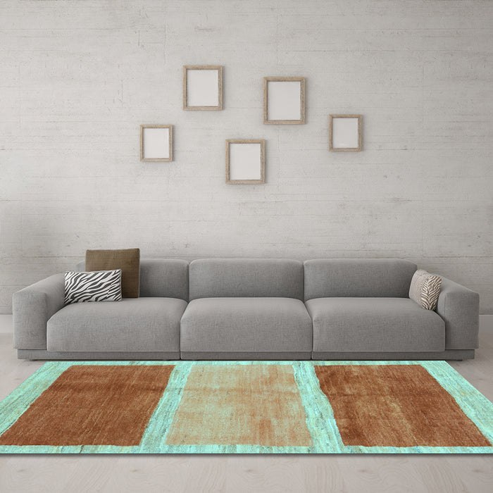 Machine Washable Abstract Light Blue Contemporary Rug in a Living Room, wshcon2876lblu