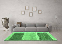 Machine Washable Abstract Emerald Green Contemporary Area Rugs in a Living Room,, wshcon2876emgrn