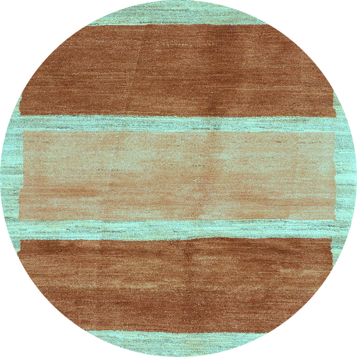 Round Abstract Light Blue Contemporary Rug, con2876lblu