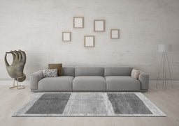 Machine Washable Abstract Gray Contemporary Rug in a Living Room,, wshcon2876gry