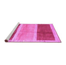 Sideview of Machine Washable Abstract Purple Contemporary Area Rugs, wshcon2876pur