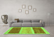 Machine Washable Abstract Green Contemporary Area Rugs in a Living Room,, wshcon2876grn