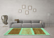 Machine Washable Abstract Turquoise Contemporary Area Rugs in a Living Room,, wshcon2876turq