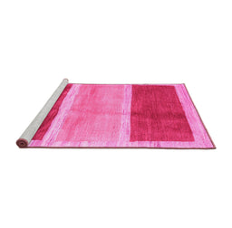 Sideview of Machine Washable Abstract Pink Contemporary Rug, wshcon2876pnk