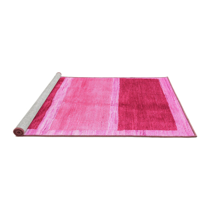 Sideview of Machine Washable Abstract Pink Contemporary Rug, wshcon2876pnk