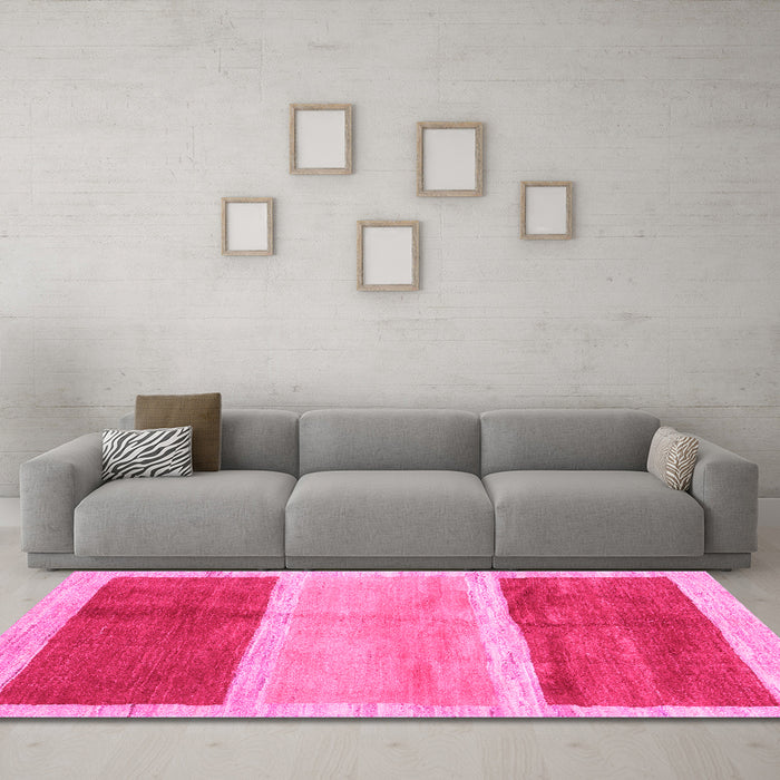 Machine Washable Abstract Pink Contemporary Rug in a Living Room, wshcon2876pnk