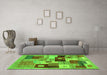 Machine Washable Abstract Green Contemporary Area Rugs in a Living Room,, wshcon2877grn