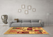 Machine Washable Abstract Brown Contemporary Rug in a Living Room,, wshcon2877brn