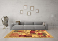 Machine Washable Abstract Brown Contemporary Rug, wshcon2877brn