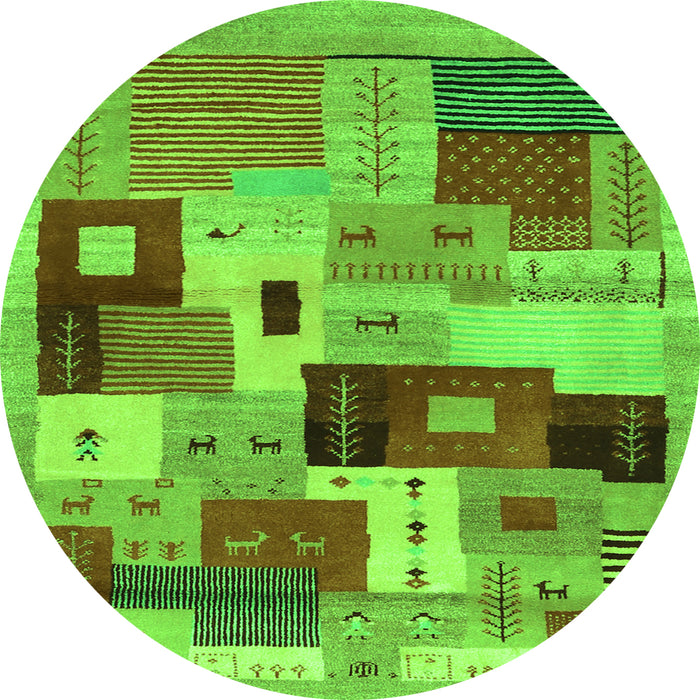 Square Abstract Green Contemporary Rug, con2877grn