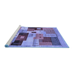 Sideview of Machine Washable Abstract Blue Contemporary Rug, wshcon2877blu