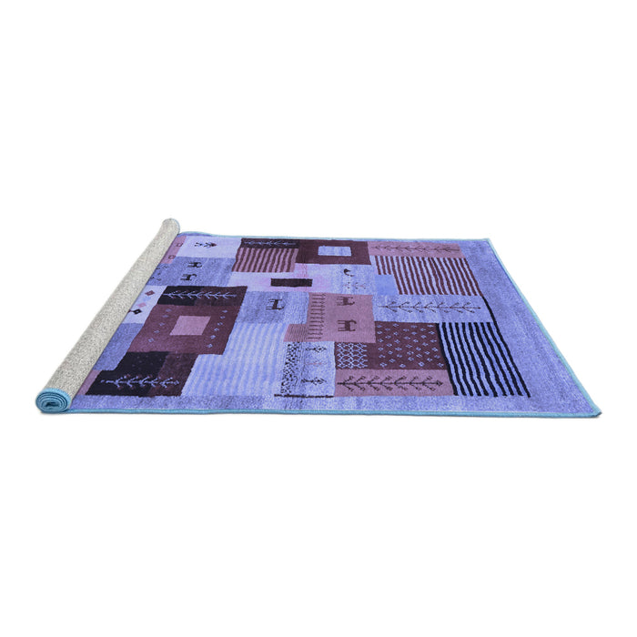 Sideview of Machine Washable Abstract Blue Contemporary Rug, wshcon2877blu