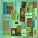 Square Abstract Turquoise Contemporary Rug, con2877turq