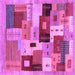 Square Abstract Purple Contemporary Rug, con2877pur