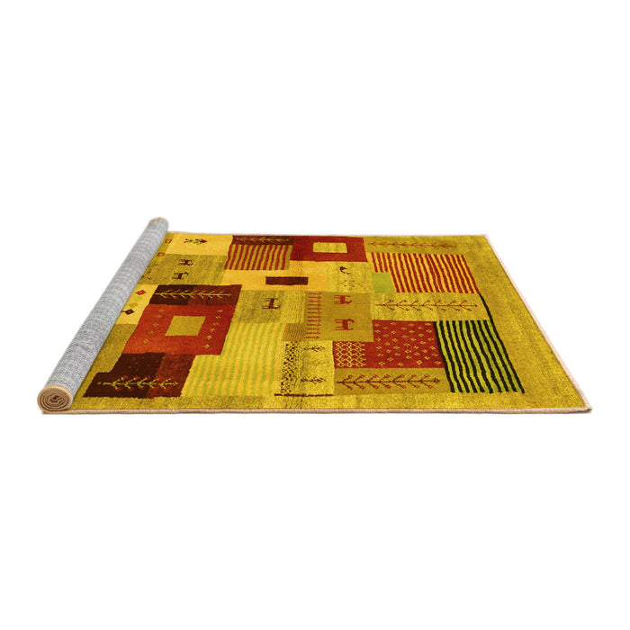 Sideview of Machine Washable Abstract Yellow Contemporary Rug, wshcon2877yw