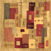 Square Machine Washable Abstract Brown Contemporary Rug, wshcon2877brn