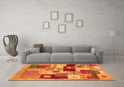 Machine Washable Abstract Orange Contemporary Area Rugs in a Living Room, wshcon2877org