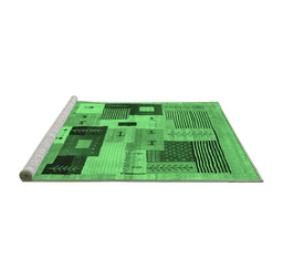 Sideview of Machine Washable Abstract Emerald Green Contemporary Area Rugs, wshcon2877emgrn