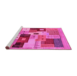 Sideview of Machine Washable Abstract Pink Contemporary Rug, wshcon2877pnk