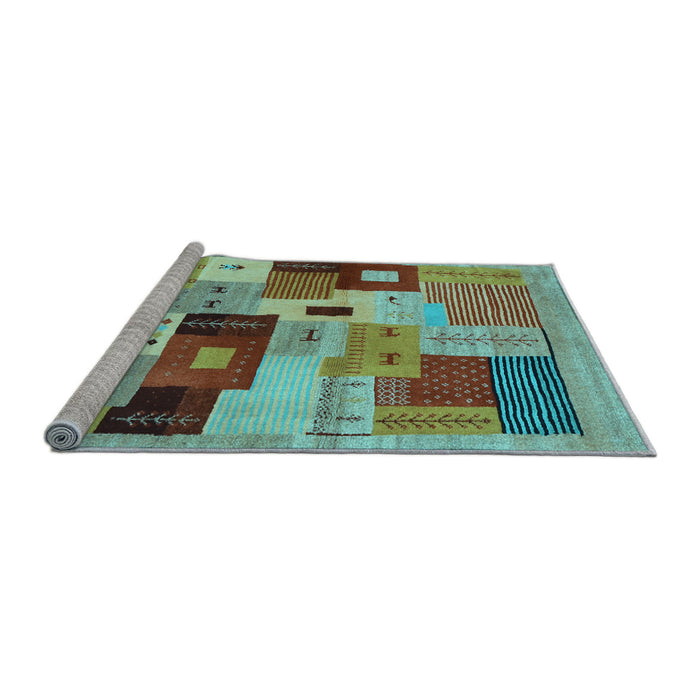 Sideview of Machine Washable Abstract Light Blue Contemporary Rug, wshcon2877lblu