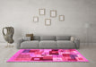 Machine Washable Abstract Pink Contemporary Rug in a Living Room, wshcon2877pnk