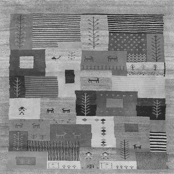 Round Machine Washable Abstract Gray Contemporary Rug, wshcon2877gry