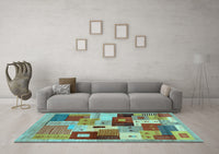 Machine Washable Abstract Light Blue Contemporary Rug, wshcon2877lblu
