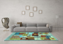 Machine Washable Abstract Light Blue Contemporary Rug in a Living Room, wshcon2877lblu