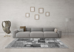 Machine Washable Abstract Gray Contemporary Rug in a Living Room,, wshcon2877gry