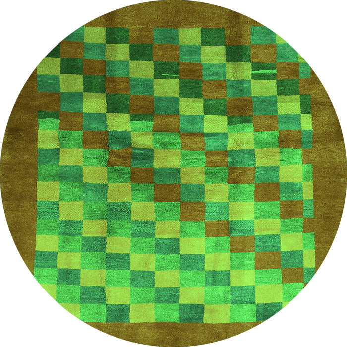 Machine Washable Checkered Green Modern Area Rugs, wshcon2878grn