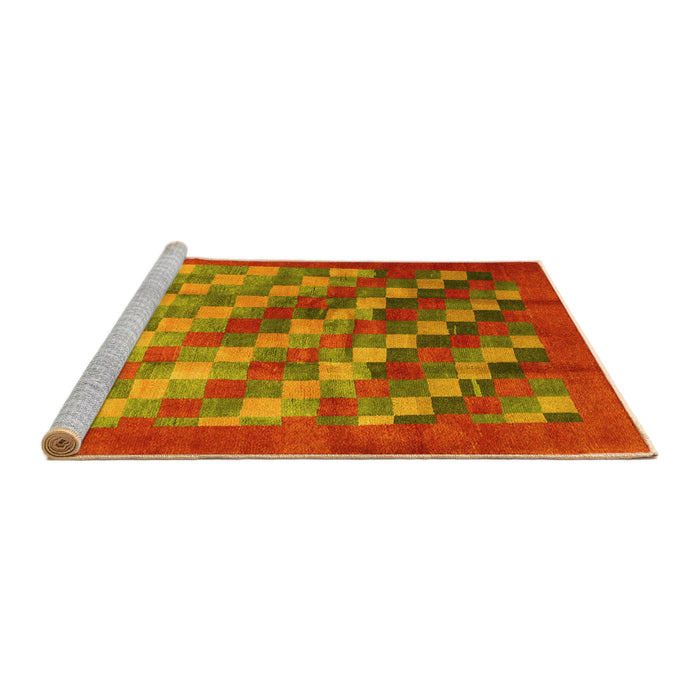 Sideview of Machine Washable Checkered Yellow Modern Rug, wshcon2878yw