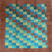 Square Machine Washable Checkered Light Blue Modern Rug, wshcon2878lblu