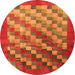 Machine Washable Checkered Orange Modern Area Rugs, wshcon2878org