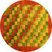 Round Checkered Yellow Modern Rug, con2878yw